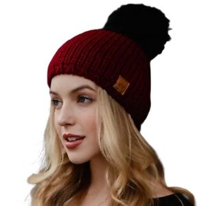 Panache Black and wine color block knit Hat (17)